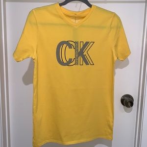 Calvin Klein Jeans Youth Boy T-Shirt Big Icon Logo Yellow L/G (14/16)